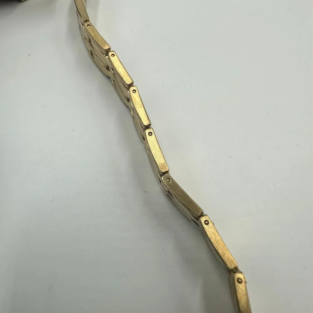 Stainless Steel Bracelet Men Gold Tone Brick Link Pattern 8.5 Inch